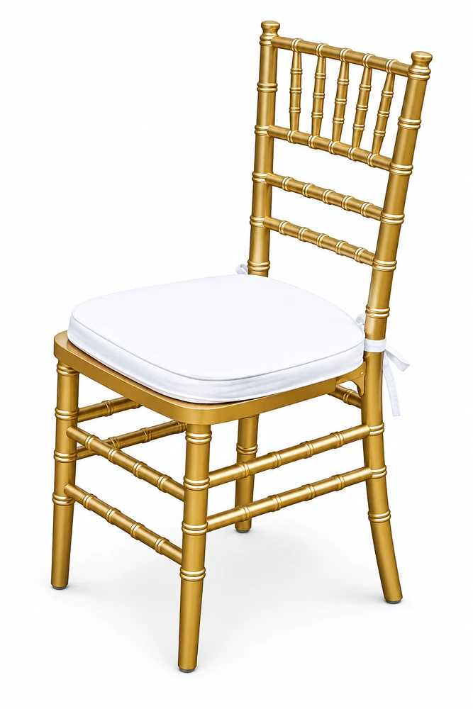 Gold Chiavari chair with cushion